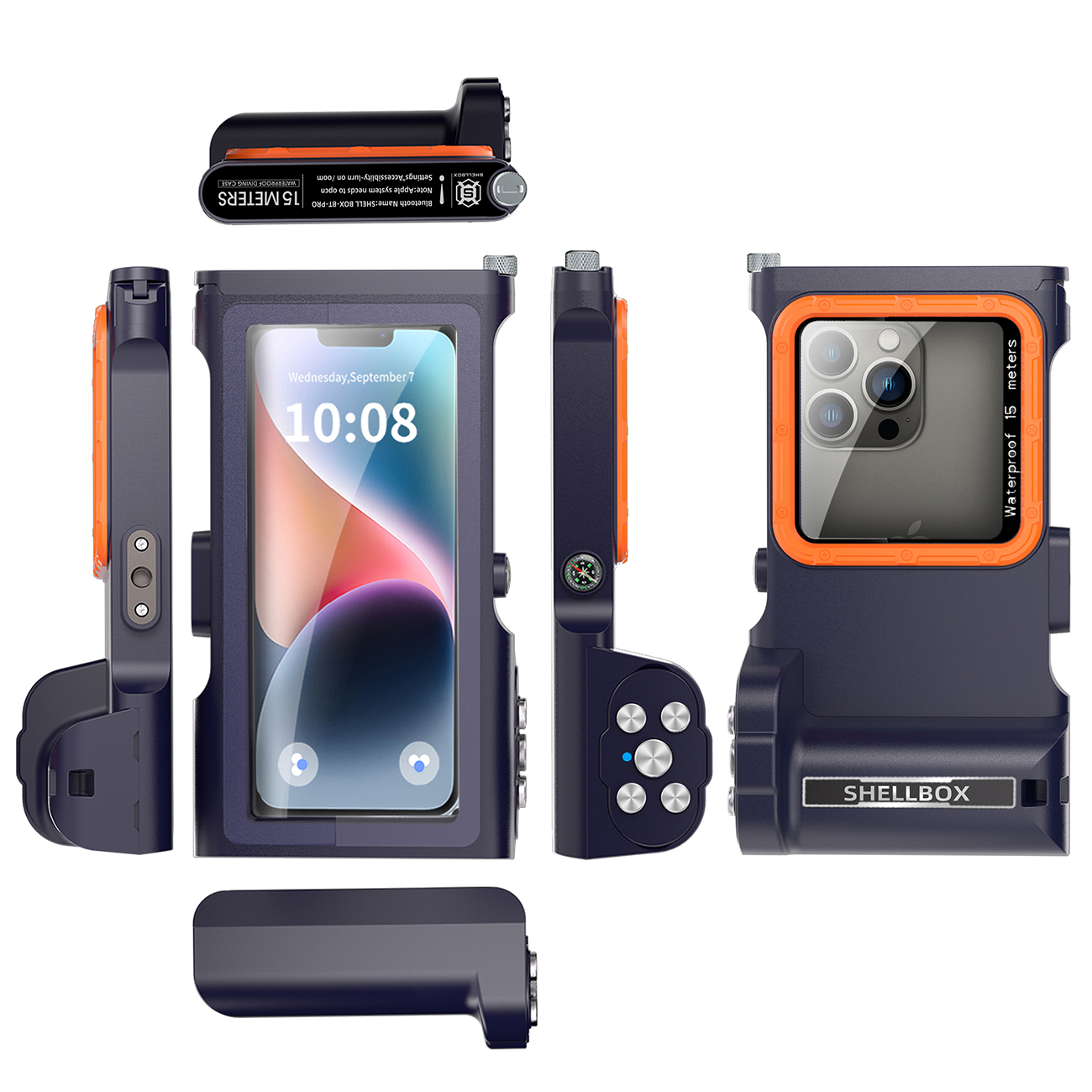 SHELLBOX is a 15 meter waterproof diving protective case for the 3rd generation Pro version of mobile phone diving cases