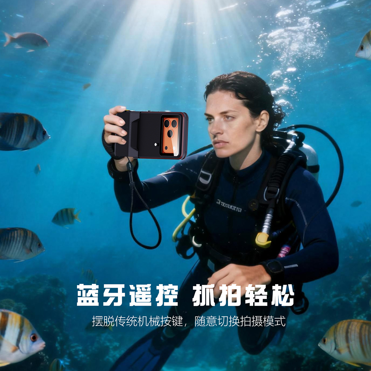 适用苹果iPhone17PRO户外潜水拍照录像蓝牙控制密封防水保护壳套