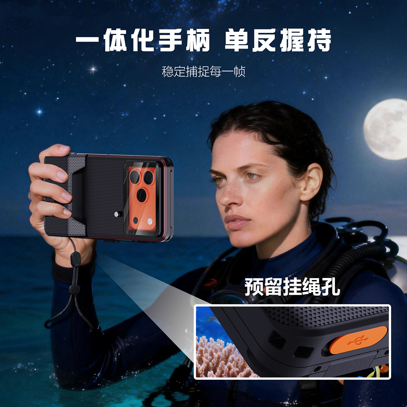 适用苹果iPhone17PRO户外潜水拍照录像蓝牙控制密封防水保护壳套