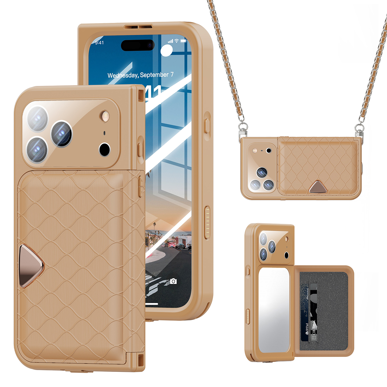 Shoulder strap, crossbody chain, Apple iPhone17ProMax waterproof and shockproof full protective case