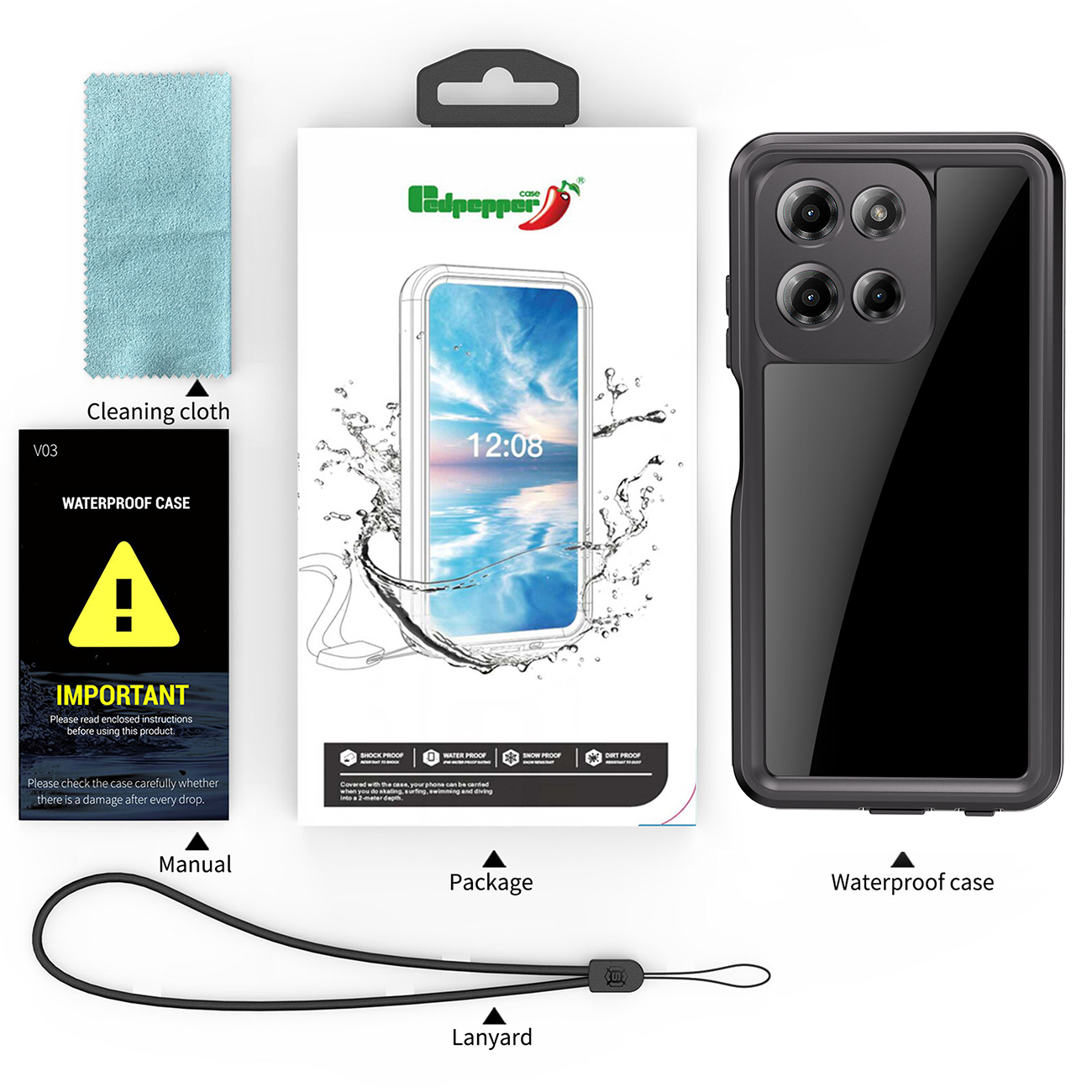 A fully enclosed waterproof and shockproof protective case for MOTOROLA MotoGPlay2026, suitable for swimming